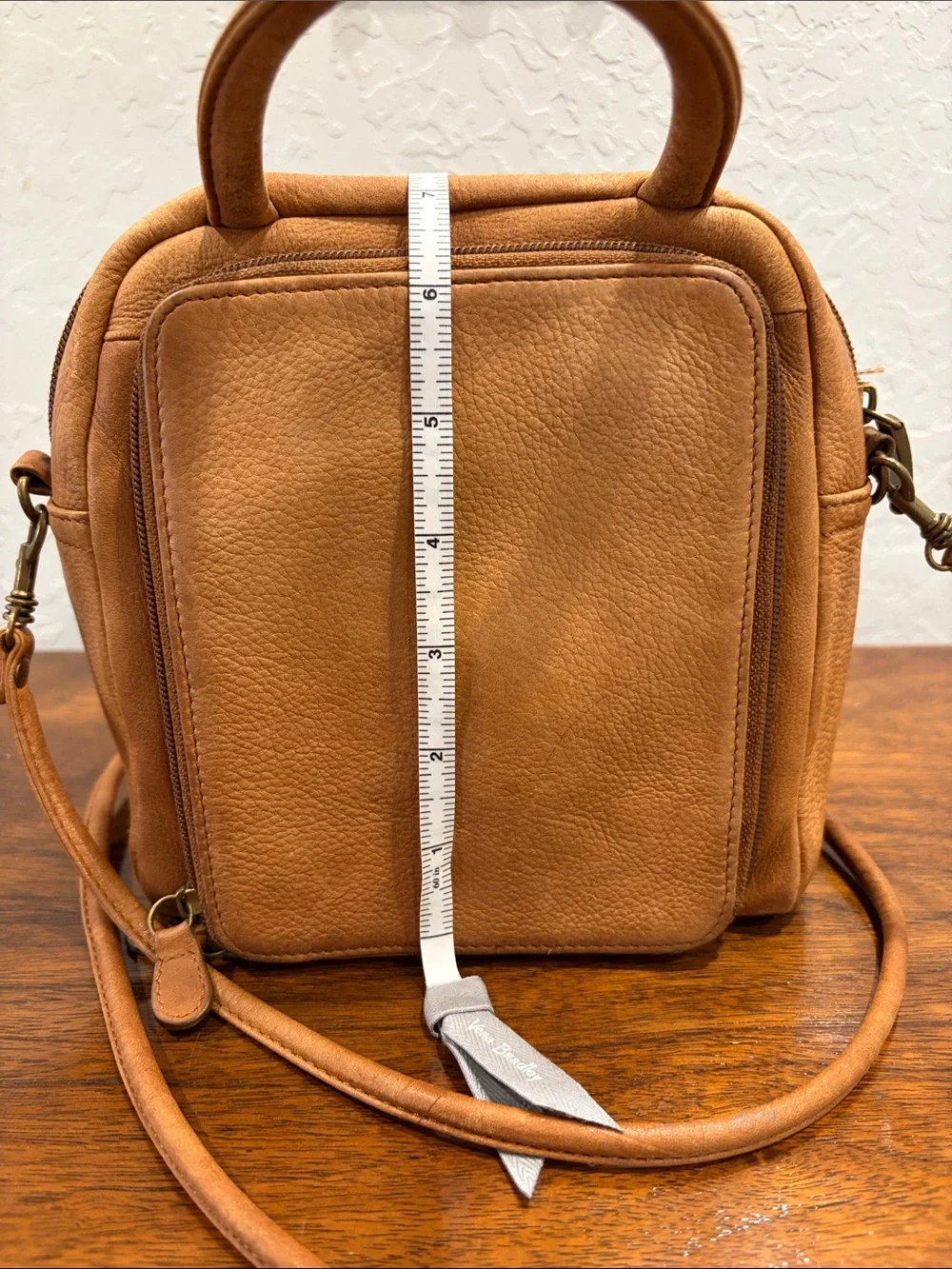 Unisex Fossil Tan Leather Top-Handle or Crossbody Messenger Bag